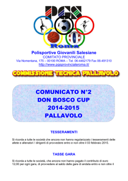 Comunicato n. 2 - PGS Provinciale Roma