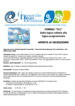 CORSO/ &ldquo;PLC&rdquo; - Azienda Speciale Consortile Consorzio Desio