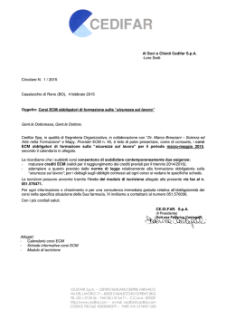Circolare corsi ECM marzo-maggio 2015