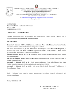8-11 febbraio: Progetto IMUN, date incontri