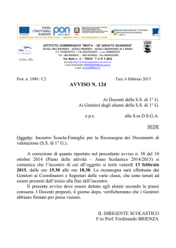 AVVISO N. 124 - Istituto Comprensivo Resta &ndash; De Donato Giannini