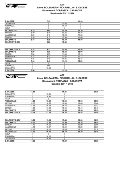 BOLZANETO Orario NATALE -CAPODANNO 2014-15