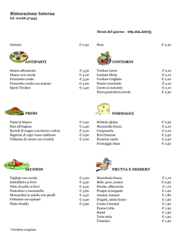 Menu del 09 Febrraio 2015 - CRAL Aziendale Fondiaria