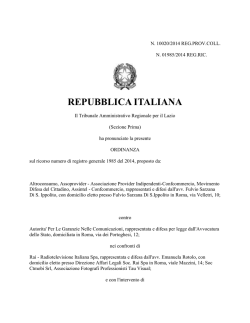 TAR Lazio, Sez. I,ordinanza, 26 settembre 2014