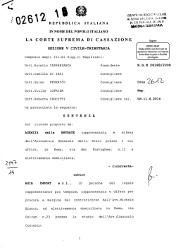 Corte di Cassazione, sez. trib., sentenza 11/02/2015, n. 2612