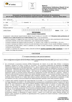 DOMANDA SELEZIONE 8&deg; C.SO SNOWBOARD