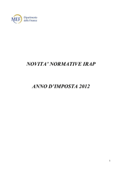 Novit&agrave; normative (Irap) - Dipartimento delle Finanze
