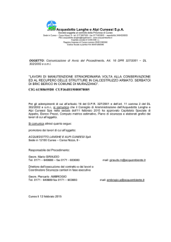 Avviso avvio procedimento Risanamento Opere Murazzano