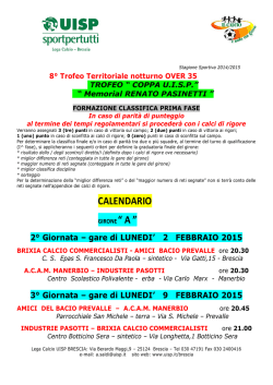 Calendario febbraio 2015 Coppa Uisp Over 35