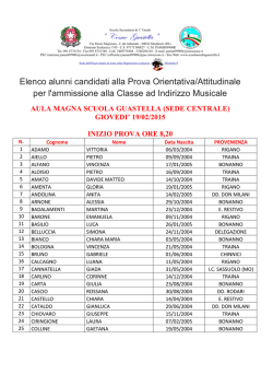 Elenco alunni candidati alla Prova Orientativa/Attitudinale per l