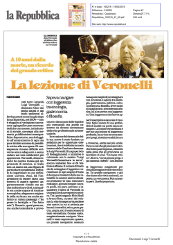 LA REPUBBLICA La lezione di Luigi Veronelli