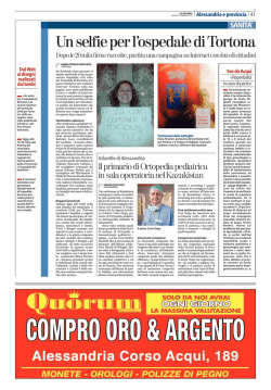 ALESSANDRIA Un selfie per l`ospedale di Tortona