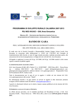 Bando Gara Sito GAL Area Grecanica (16.02.2015)