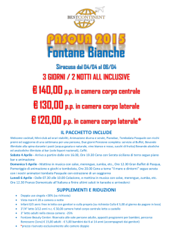 Offerta Fontane Bianche Pasqua 2015 da &euro; 120,00