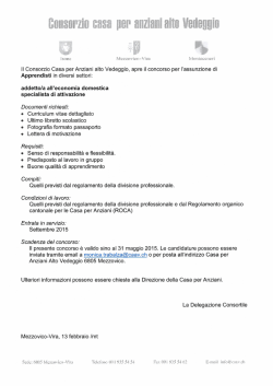 il Consorzio Casa per Anziani alto Vedeggio, apre il concorso per l