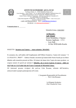 ISTITUTO SUPERIORE AECLANUM Ai Docenti