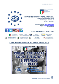 pubblicato il Comunicato Ufficiale n&deg; 20 del 16/02/2015