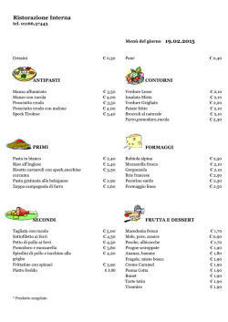Menu del 19 Febrraio 2015 - CRAL Aziendale Fondiaria