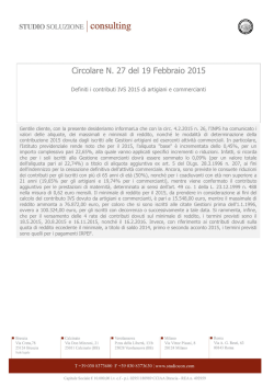 Definiti i contributi IVS 2015 di artigiani e commercianti