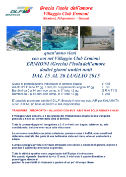 DAL 15 AL 26 LUGLIO 2015