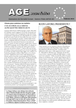 BUON LAVORO, PRESIDENTE ! - Associazione Giornalisti Europei