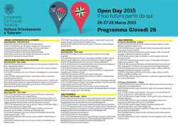 Open Day 2015 Il tuo futuro parte da qui Programma Giovedì 26