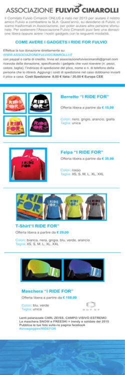 Come Acquistare i Gadgets - Associazione Fulvio Cimarolli