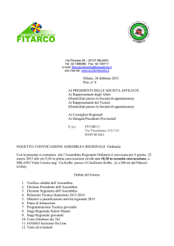 Convocazione Assemblea Regionale Ordinaria