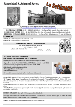 Domenica 1 – 8 – 15 marzo 2015 - Parrocchia di Sant`Antonio di