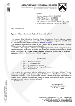 Programma 2^ prova Torneo regionale Allieve