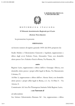 TAR Lazio Sez. IIIQuater Ord. 6470 del 17/12/2014