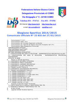 COMUNICATO n.33 BIS del 27/02/2015