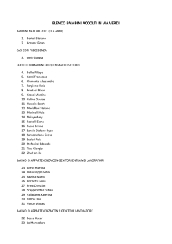 ELENCO BAMBINI ACCOLTI IN VIA VERDI