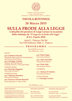 SULLA FRODE ALLA LEGGE - Università degli Studi di Padova