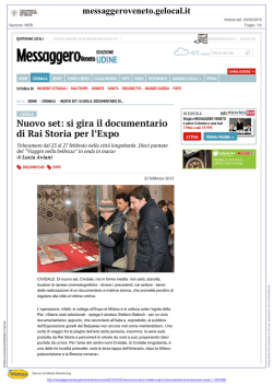 Nuovo set: si gira il documentario di Rai Storia per l`Expo