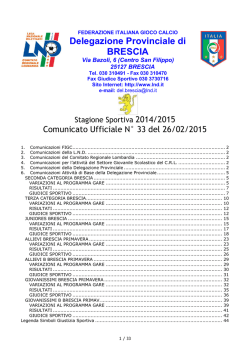 26/02/2015 - Comunicato ufficiale N.33