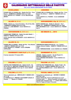 CALENDARIO SETTIMANALE DELLE PARTITE