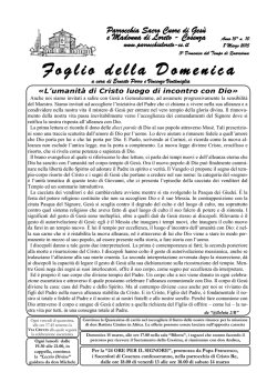 Foglio della Domenica - Parrocchia Sacro Cuore di Ges&ugrave; e