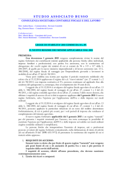 Il nuovo regime dei Minimi 2015