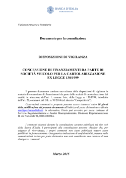 Documento per la consultazione DISPOSIZIONI DI