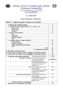 A.S. 2013-2014 Piano Annuale per l`Inclusione Parte I &ndash; analisi dei