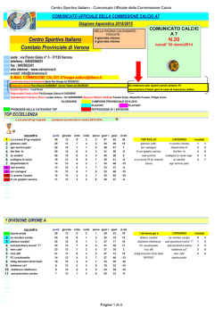 Comunicato 20 del 02/03/2015