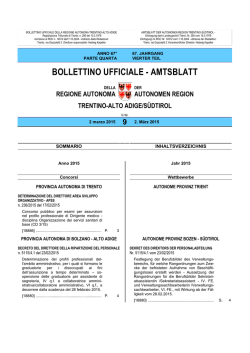 Bollettino n. 9 del 2 marzo 2015 - Regione Autonoma Trentino Alto