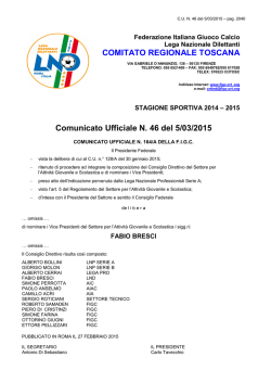 Comunicato Ufficiale - Figc - Comitato Regionale Toscana