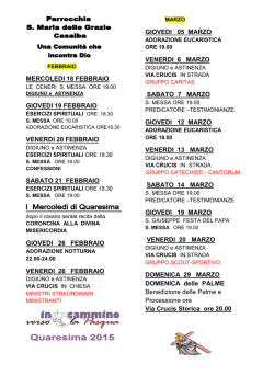 Programma Quaresima e Pasqua 2015