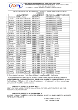 Salute Umana - ambito territoriale di Venosa - Marzo 2015