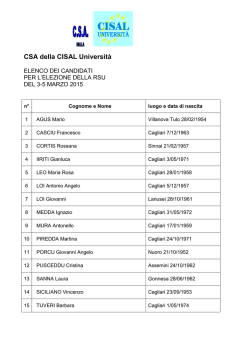CSA della CISAL Universit&agrave; - Universit&agrave; degli studi di Cagliari.