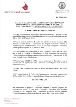 Rif. BS/06/2015 BANDO DI SELEZIONE PER L`ASSEGNAZIONE DI