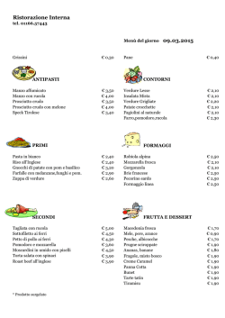 Menu del 09 Marzo 2015 - CRAL Aziendale Fondiaria