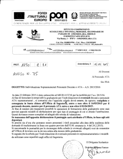 OGGETTO: Individuazione Soprannumerari Personale Docente e